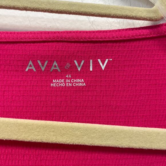 Ava & Viv Womens 4X Pink Knot Front Long Sleeve Blouse - Picture 3 of 5